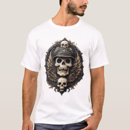 Skullmotif i en enfärgad palett t shirt