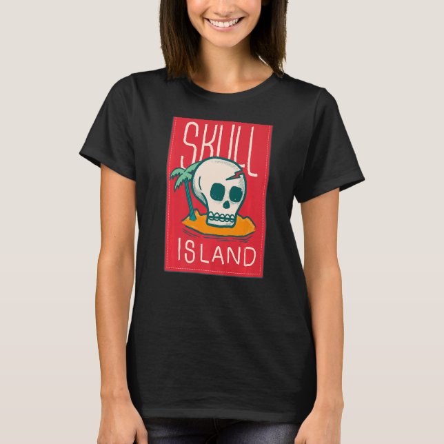 Skullön Hawaii Beach Handflatan Träd Tropical Summ T Shirt (Framsida)