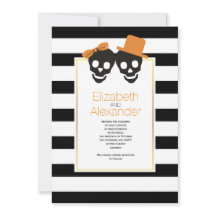 Skullpar och rand orange Halloween bröllop