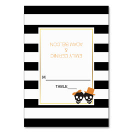 Skullpars svarta vita eskort för rand bröllop bordsnummer