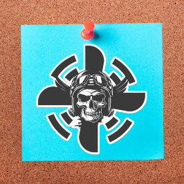 Skullpilot och flygplanspropeller, minimalistisk, klistermärken
