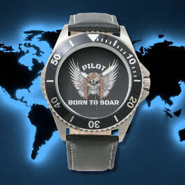 Skullpilot och Vingar ’Born to Soar’ Aviator Armbandsur
