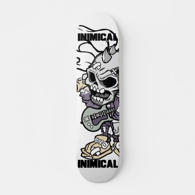 Skullpunktering Mini Skateboard Bräda 18,5 Cm (Framsida)
