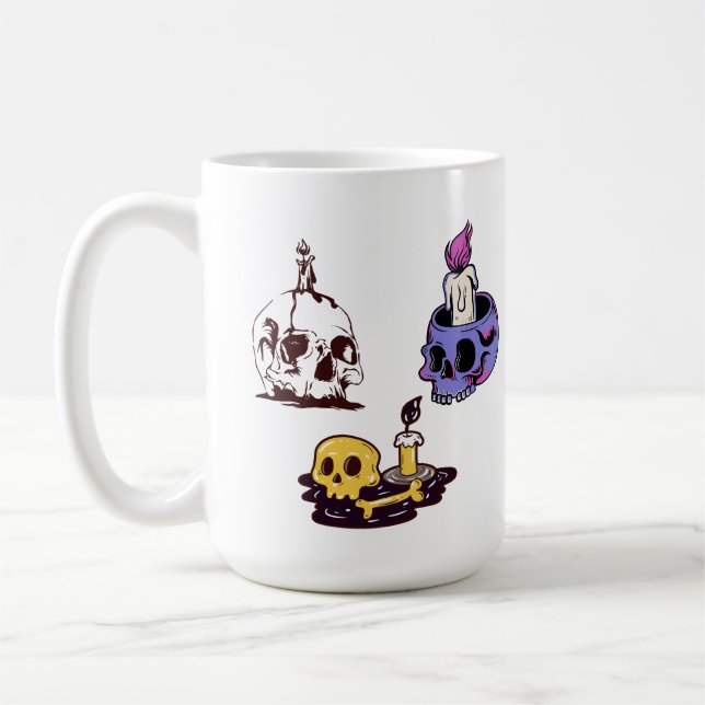 Skulls and Candles Illustration Set Kaffemugg (Vänster)