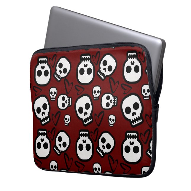 Skulls and Hearts Laptop carrier  Laptop Fodral (Framsidan Vänster)