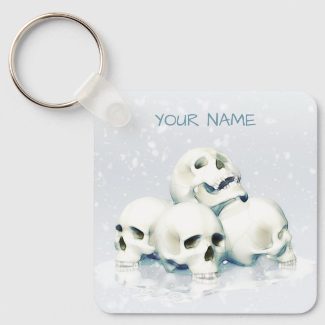 Skulls in the snow. Personalized Nyckelring (Framsida)