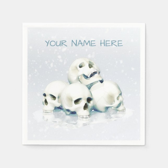 Skulls in the snow. Personalized Pappersservett (Framsidan)
