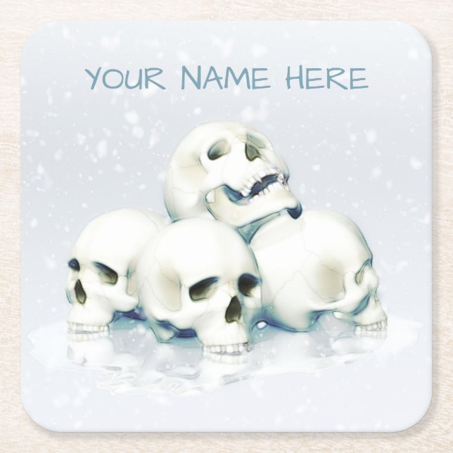Skulls in the snow. Personalized Underlägg Papper Kvadrat (Framsidan)