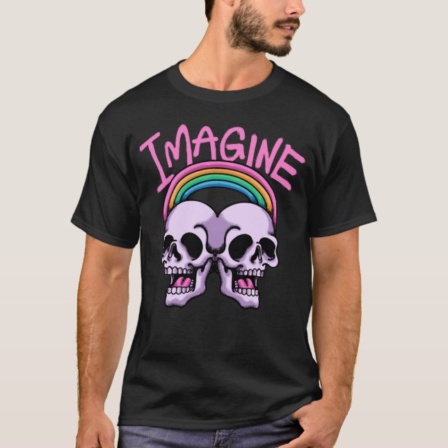 Skulls Rainbow streetwear  T Shirt (Framsida)