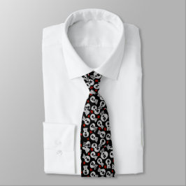 Skulls with red flowers - tie -corbata slips