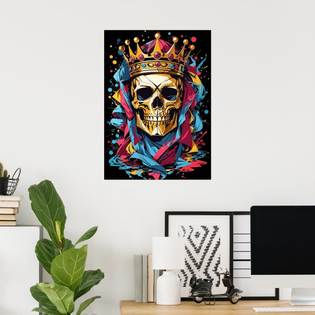 Skullskal i Kung Poster väggdekor (Hemmakontoret)