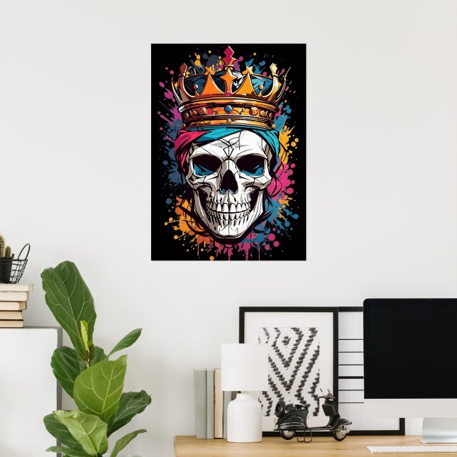 Skullskal i Kung Poster väggdekor (Hemmakontoret)