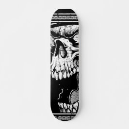 Skullsvart och vitt mini skateboard bräda 18,5 cm