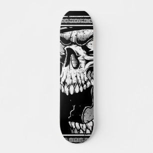 Skullsvart och vitt mini skateboard bräda 18,5 cm