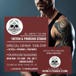 Skulltatuering, tattoo & Body Piercing Studio Flygblad<br><div class="desc">Skulltatueringar,  Tattoo & Body Piercing Studio-reklamflygare i Affärskortet Store.</div>