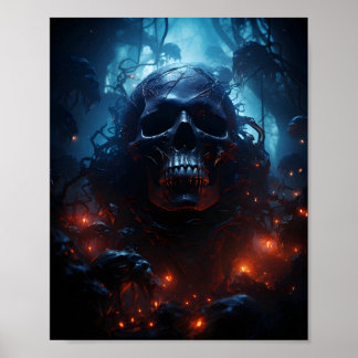 Skulltema Fantastisk Halloween Scary Skull Poster