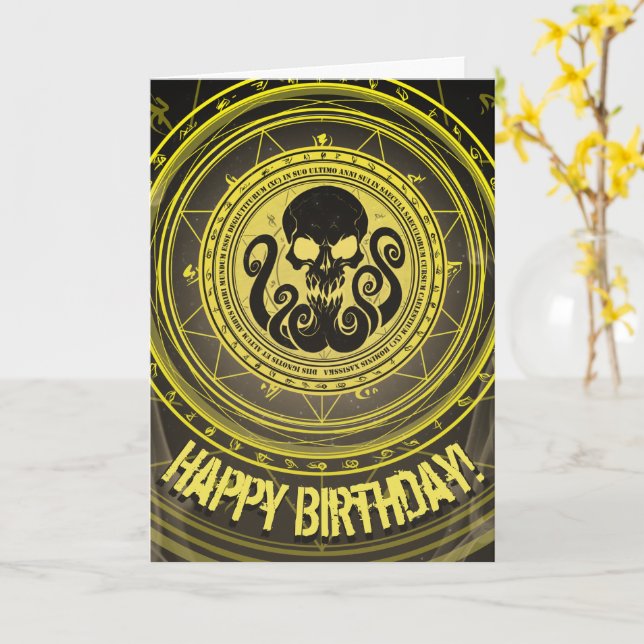 Skullthulhu Fearful Gult Birthday Card Kort (Gul blomma)