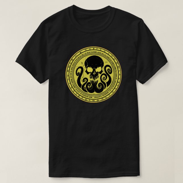 Skullthulhu Fearfull Gult T Shirt (Design framsida)