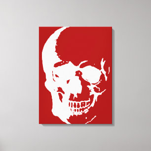 Skullvadad kanvas - Vit och rödfantasy Art