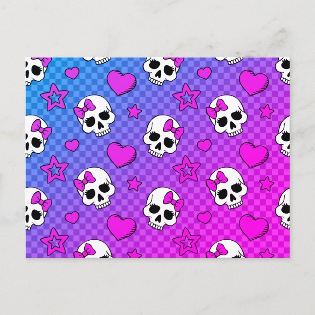 Skully Pop Kawaii Vykort (Framsida)
