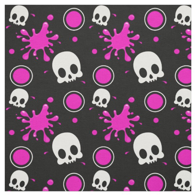 Skully (shock rosa) tyg (Provkarta)
