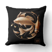 Skulperad koppar Metall Koi Swirl Dekorativ kudde