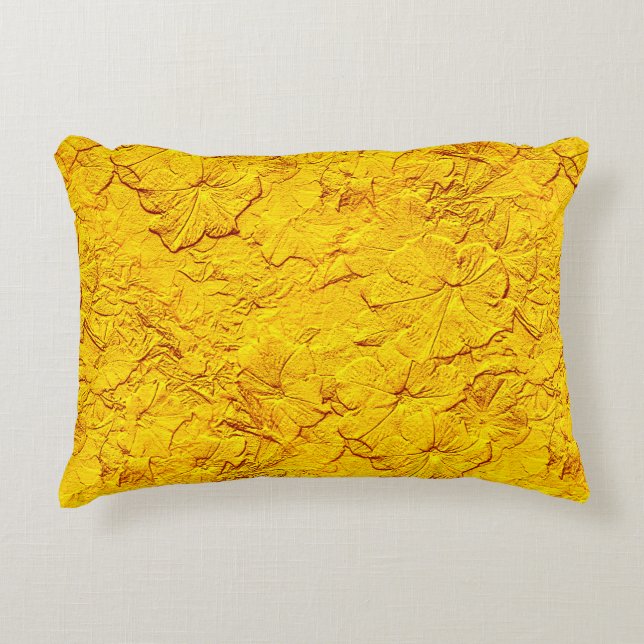 Skulperade Petunias, Gult accent Pillow Prydnadskudde (Framsidan)