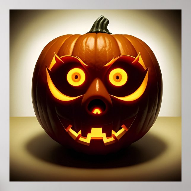 Skulpterad Halloween-pumpa Jack O Lantern-vägg Poster (Framsidan)