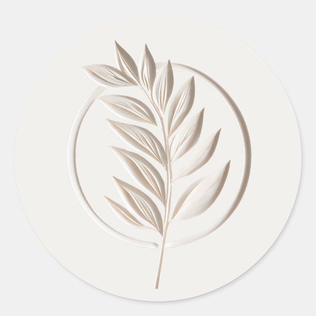 skulpterad letterpress twig runt klistermärke (Framsida)