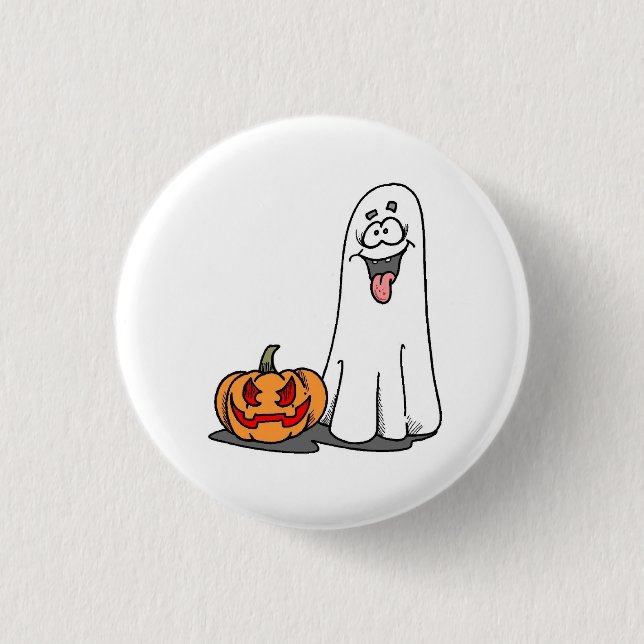 Skulpterad Pumpa Dumma Spöke Jack O'Lantern Knapp (Framsida)