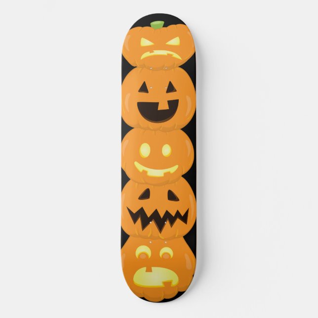 Skulpterad pumpa Jack O'Lantern Halloween Mini Skateboard Bräda 18,5 Cm (Framsida)
