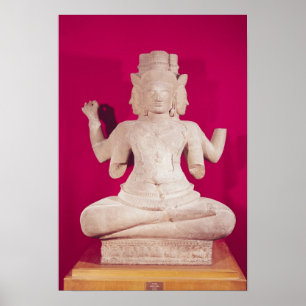 Skulptur av Brahma med fyra ansikten 2 Poster