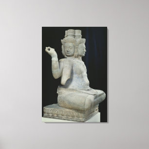 Skulptur av Brahma med fyra ansikten Canvastryck