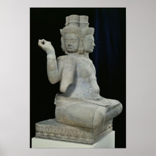 Skulptur av Brahma med fyra ansikten Poster