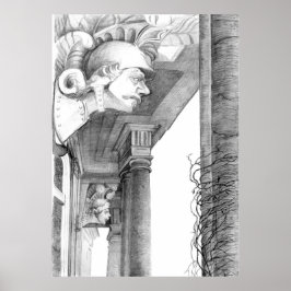 Skulptur av Burgscheidungen castle Pencil Art Poster