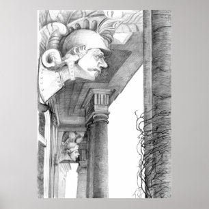 Skulptur av Burgscheidungen castle Pencil Art Poster