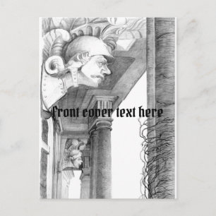 Skulptur av Burgscheidungen castlePencil Art Helg Vykort