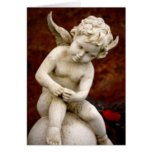 Skulptur av Cupid Angel, Memorial, kondoleans Hälsningskort