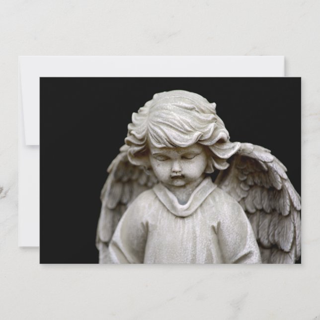 Skulptur av Cupid Angel, Memorial, kondoleans Inbjudningar (Framsida)