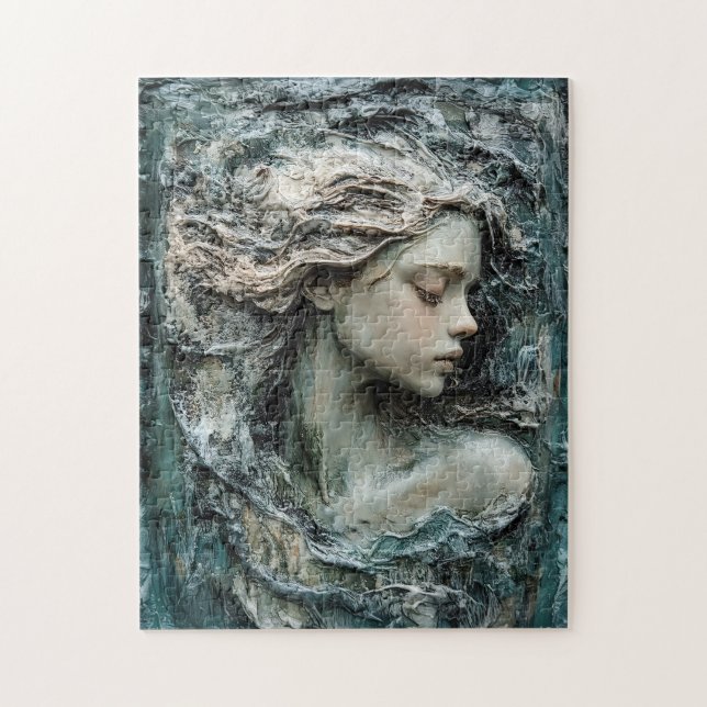Skulptur av en kvinnas profil Patina Pussel (Vertikal)