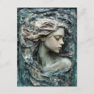 Skulptur av en kvinnas profil Patina Vykort