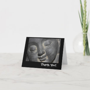 Skulptur av mild Buddha-ansikte i sten Tack Kort