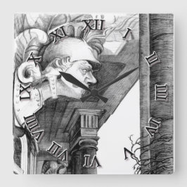 Skulptur av   slottsriterkonst  fyrkantig klocka