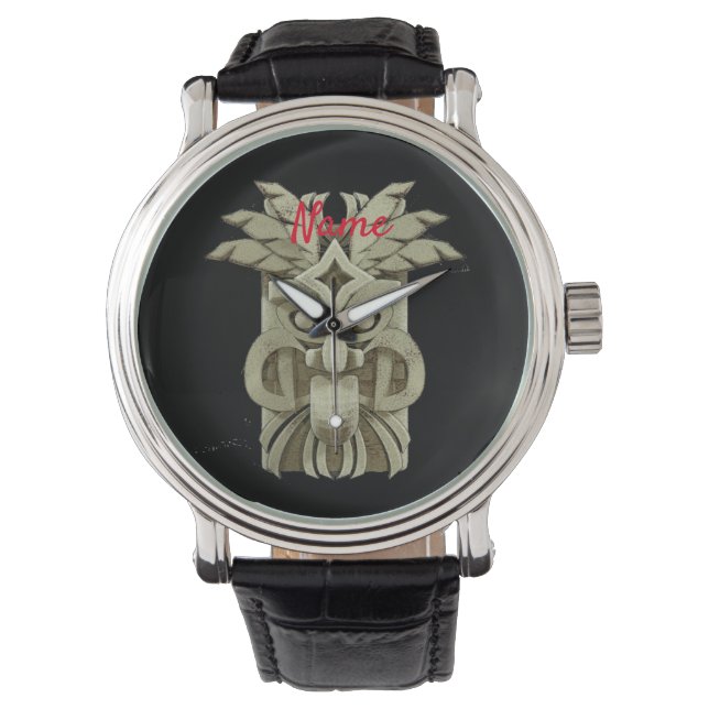 Skulptur av Tiki med åska Armbandsur (Framsida)