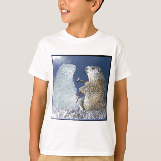 Skulptur för is för Groundhog dag T Shirt (Framsida)