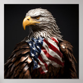 Skulptur från örn metall med amerikanska flagga poster