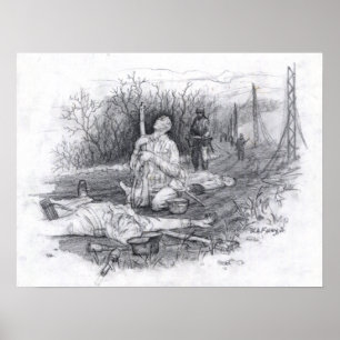 Skulptur i vit marmor poster