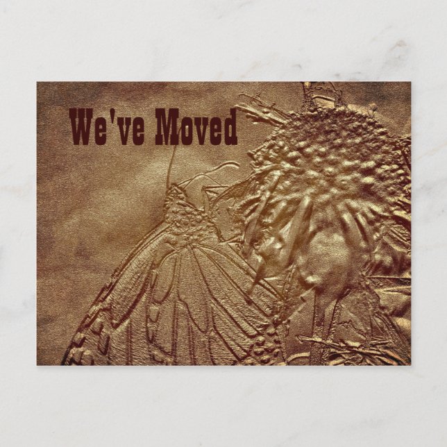 Skulptural fjäril Ny adress Flyttkort Meddelande Vykort (Framsida)