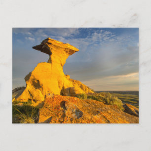 Skulpturerad Badlandsformation i kort gräs