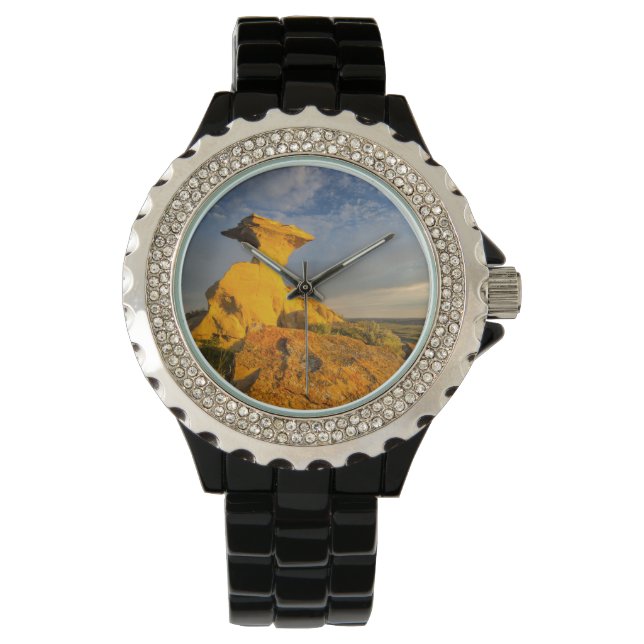 Skulpturerad Badlandsformation i kort gräs Armbandsur (Framsida)